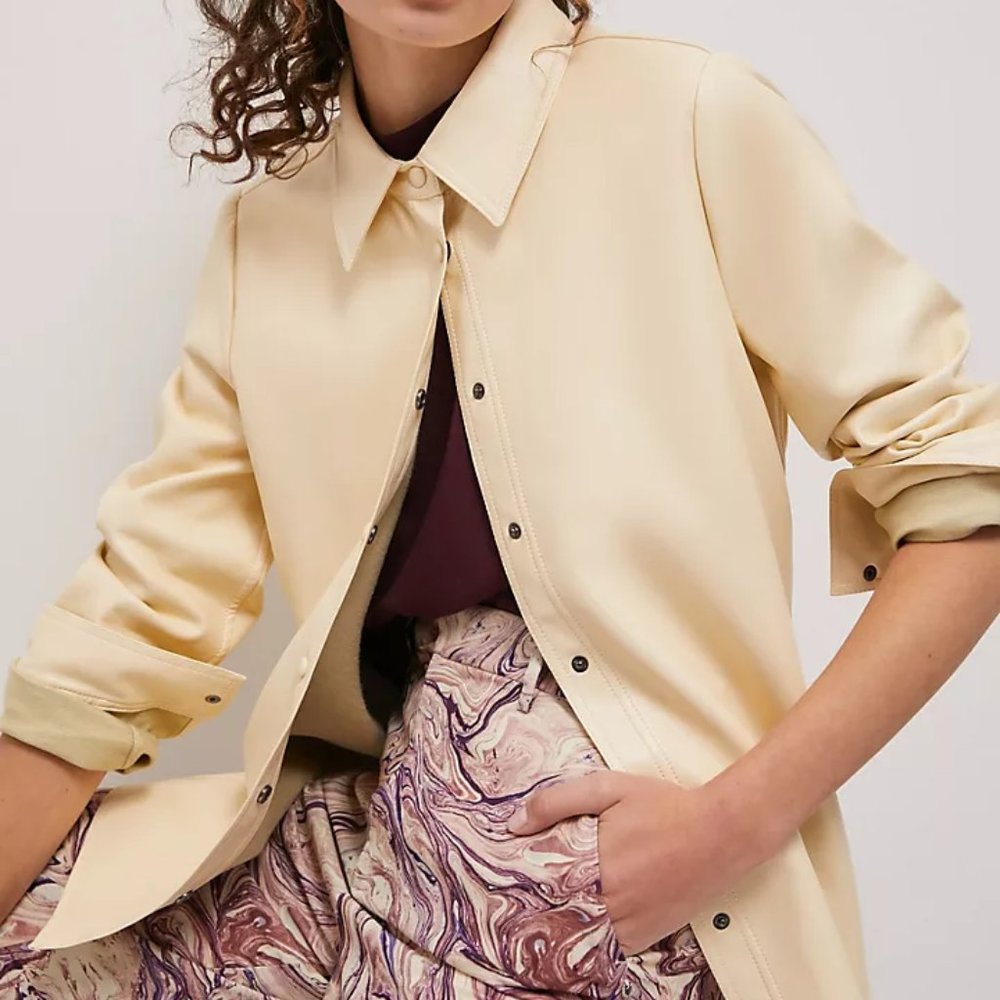 NWT Anthropologie Tullia Faux Leather Button Down Size M